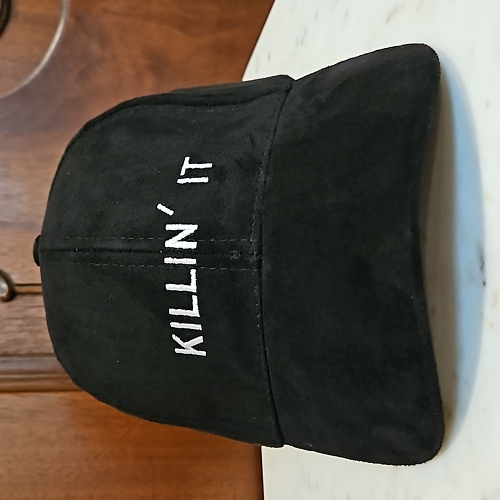 KILLIN' IT NYC Underground Baseball Hat Cap Velvet Texture Velcro Adjust Black